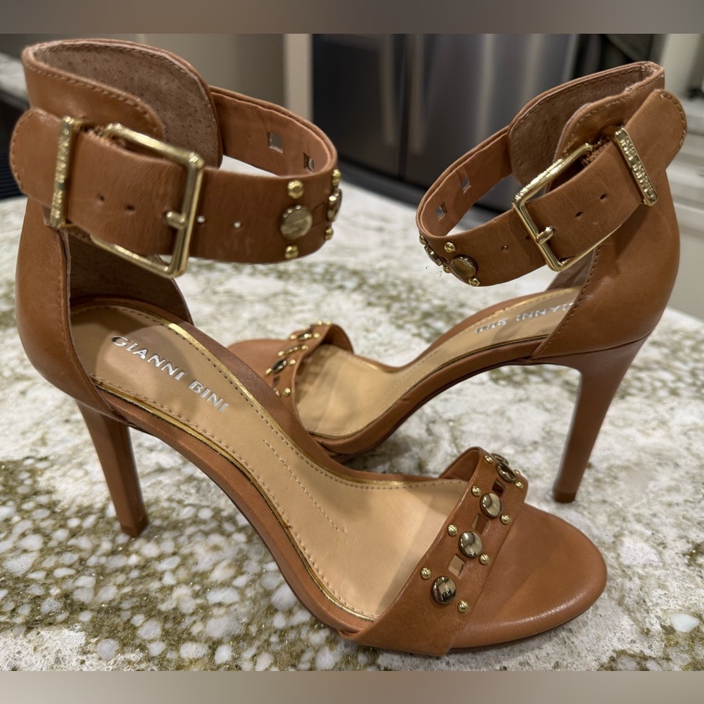 Gianni Bini Tan Studded Heels